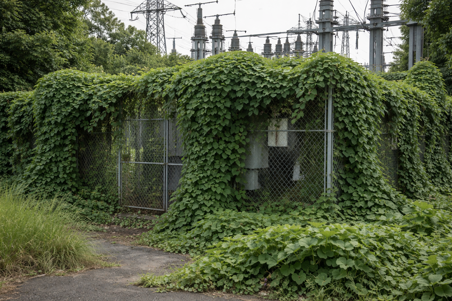 変電所・信号通信所など施設外周フェンスのつる対策